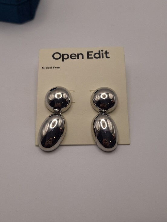 Open Edit Jewelry - Open Edit Puffy Orb Drop Earrings Silver Rhodium Nickel Free NWT